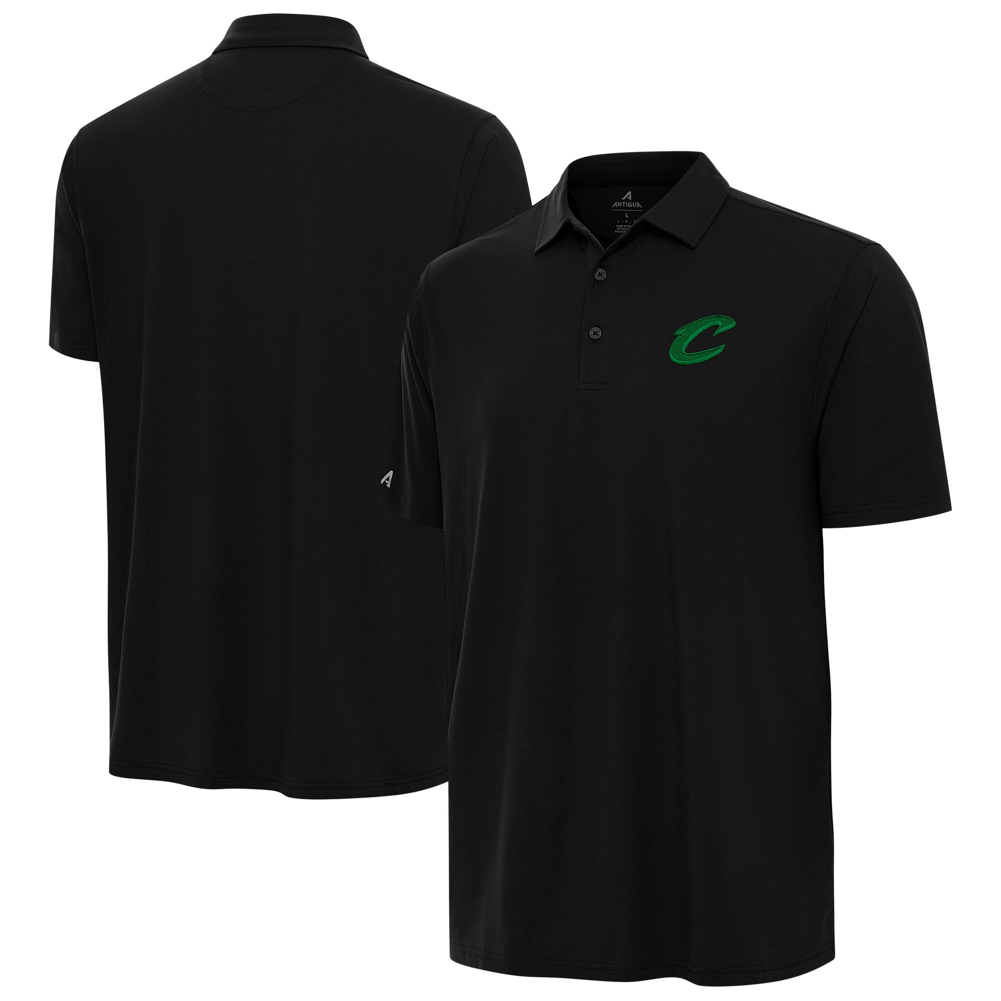 Men's Antigua Black Cleveland Cavaliers St. Patrick's Day-Era Polo