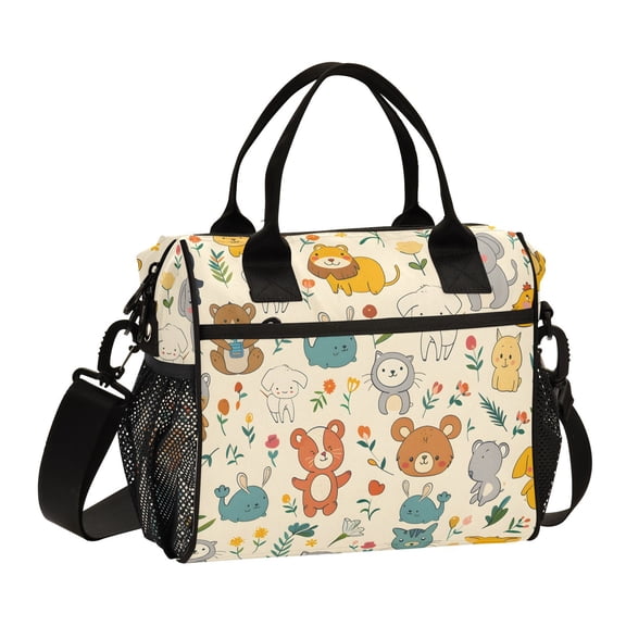 Animals Flowers Leaves Cooler Bag Lunch Bag Soft Cooler Cooling Tote Insulated Lunch Box for Adult Men Women