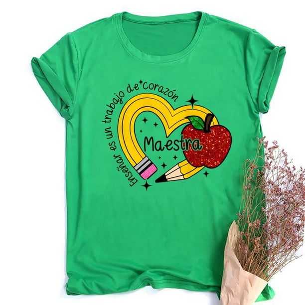 Camiseta informal con estampado de lápiz y MAESTRA para profesores