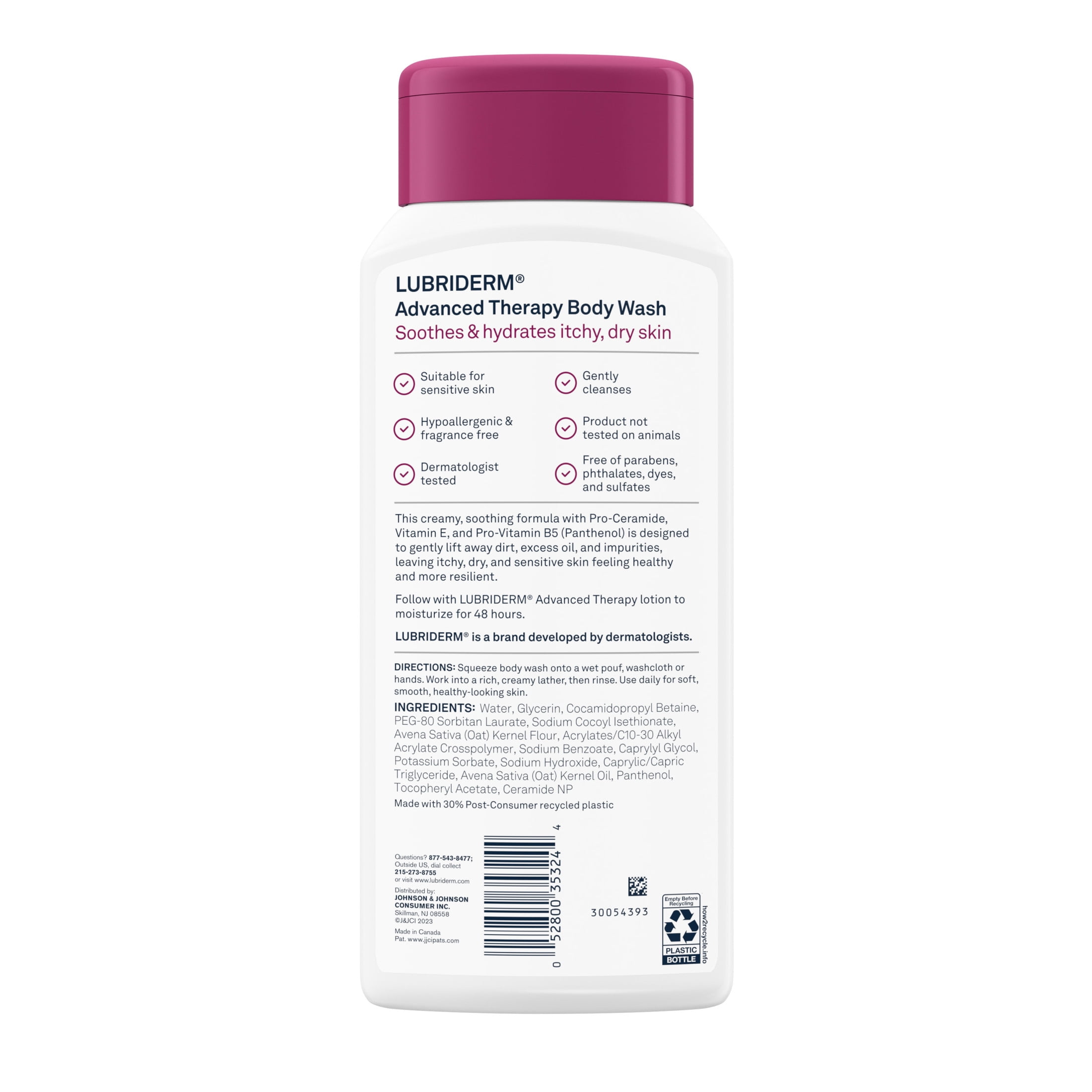 Lubriderm Advanced Therapy Unscented Body Wash, Vitamin E, 16 fl. oz
