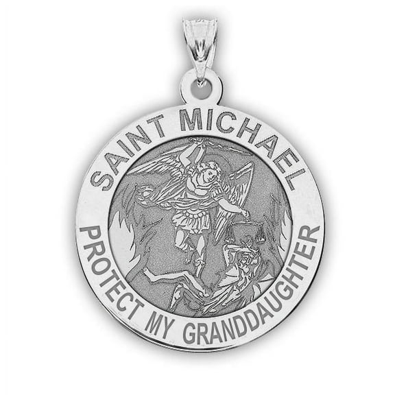 Saint Michael - Protect My Granddaughter - Religious Medal  - 2/3 inch Size of Dime, Sterling Silver
