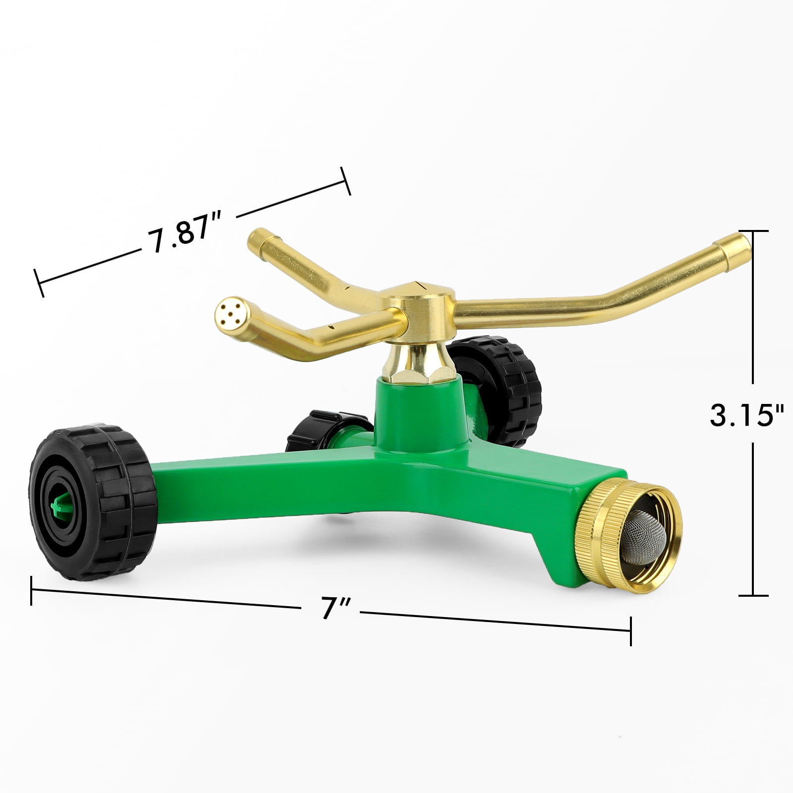[2 Pack]  3-Arm Metal Sprinkler with Wheel Base, 360 Degree Automatic Rotary Lawn Sprinkler System for Garden Plant, Flower Bed and Yard Watering and Large Yard Area Watering - 1
