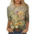 thumbnail image 2 of Viikei Stylish Everyday Women's Round Neck 3/4 Sleeve Top,Women Fashion Casual Printed Round Neck Three Quarter Sleeve 3/4 Sleeve T-shirt Loose Multicolor M, 2 of 5