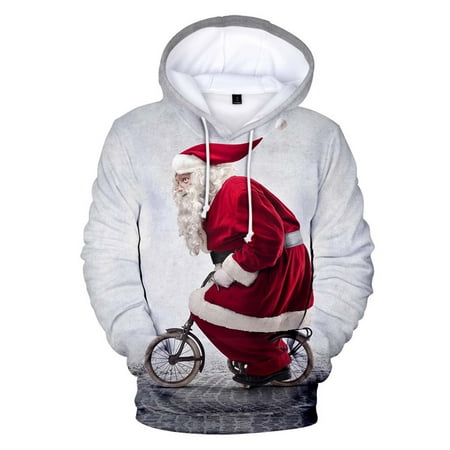 Meitianfacai Deals Clearance Hoodies Clearance Items Men Long Sleeve Christmas 3D Printed T Shirt Hooded Sweatshirt Tops Blouse Christmas Gifts