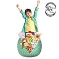 thumbnail image 3 of Geometric Storage Toy Bag Chair, Nested Squares Geometrical Contemporary Design Symmetrical Tile Print, Stuffed Animal Organizer Washable Bag, Small Size, Turquoise and Yellow, by Ambesonne, 3 of 3