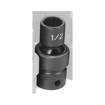 Grey Pneumatic 3/8" Drive x 1/2" Standard Universal- 12 Point Socket - Black