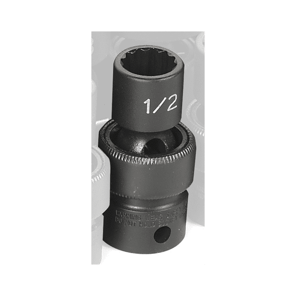 Grey Pneumatic 3/8" Drive x 1/2" Standard Universal- 12 Point Socket - Black