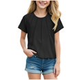 thumbnail image 2 of Gvdentm Girls Short Sleeve Pleated T Shirts Girls Shirts Size 7-8 Kids Summer Tops Crewneck Tees 3-14 Years Black,13-14 Years, 2 of 4