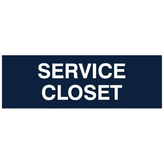 Signs ByLITA Basic Service Closet Sign - Laser-Engraved Lettering | Durable ABS Plastic | Vibrant Colors | Powerful Foam Tape (Navy Blue / White) - Large