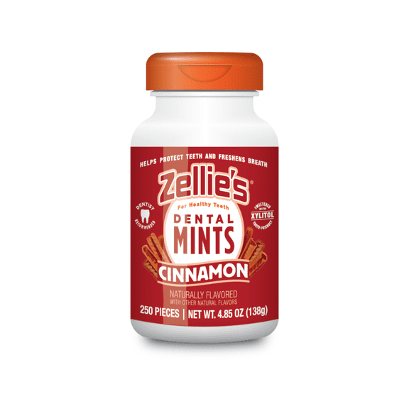 Zellies Xylitol Dental Mints, Cinnamon Flavor, Single Jar, 250 Count
