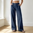 thumbnail image 2 of RUTAYY Women's Pants Loose Fit Solid Color Straight Leg Long Bottoms Casual Daily Wear with Pockets Comfortable Classic Seaside Trousers, 2 of 6