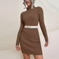 thumbnail image 2 of WTXUE Robe à Manches Longues, Robe Chandail Tricotée à Col Roulé pour Femmes Automne Hiver à Manches Longues, Robe Brune, Brun G, 2 of 4