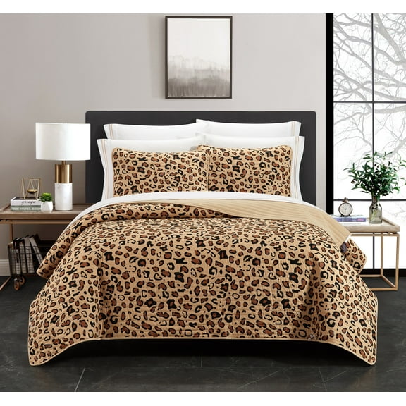 Chic Home Serengeti 9-Piece Animal Quilt Set, California King, Brown