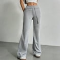 thumbnail image 2 of Women's Drawstring Waist Bell Bottom Flare Leg Sweatpants Sports Causal Pants,Gray XXL, 2 of 5