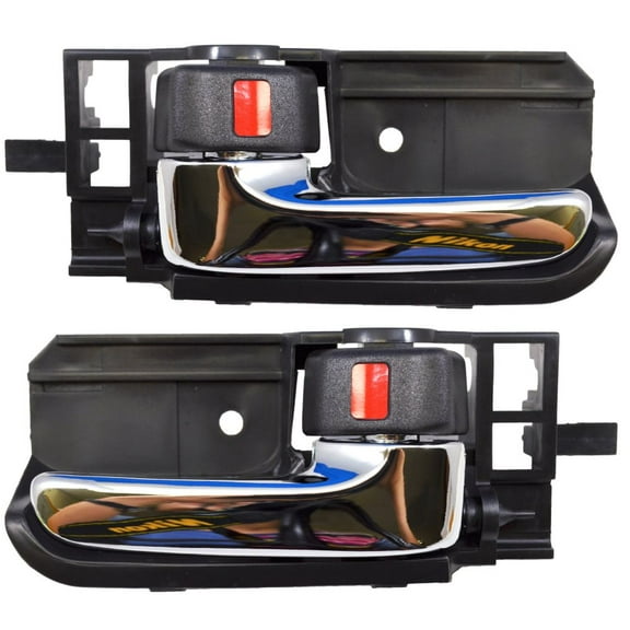 PT Auto Warehouse TO-2567MA-DP - Inner Interior Inside Door Handle, Black (Stone) Housing with Chrome Lever - Left/Right Pair Fits select: 2003-2008 TOYOTA COROLLA, 2005-2010 TOYOTA SCION TC