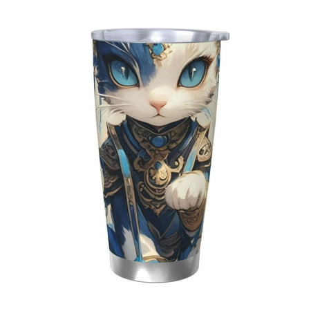 

Matuu Exotic Blue Cat for 20oz Durable Thermal Cups Keep Drinks Cold and Hot Insulated Car Mug with Lid-Without Straw