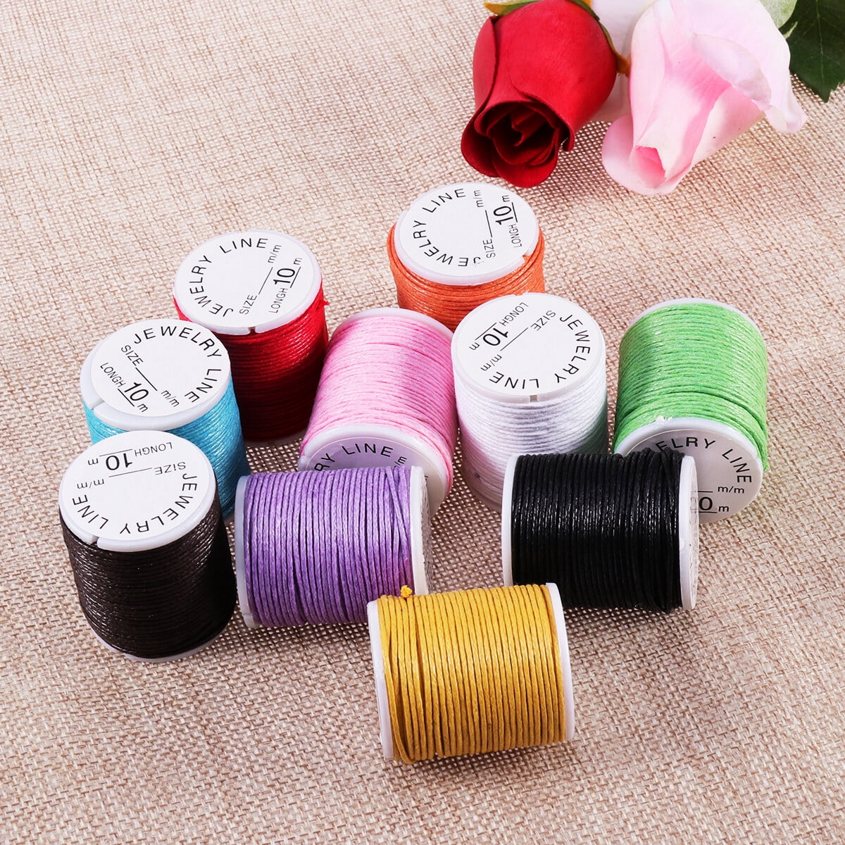 ROSENICE 10 Pack Waxed Cotton Cords - 1mm X 10M For DIY Jewelry Making