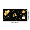 thumbnail image 3 of Black Background Glittery Golden 50th Birthday Banner with Balloons Cakes Crowns and Stars for Birthday Party Decorations Photography Props and Happy Moments, 3 of 7