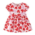 thumbnail image 2 of CUZIBR Toddler Dresses Heart Print High Waist Pleated A Line Short Sleeve Round Neck Soft Breathable Casual Loose Fit Party Fashionable Cozy Summer Sundress Prom Dresses,Red,2-3 Years, 2 of 6