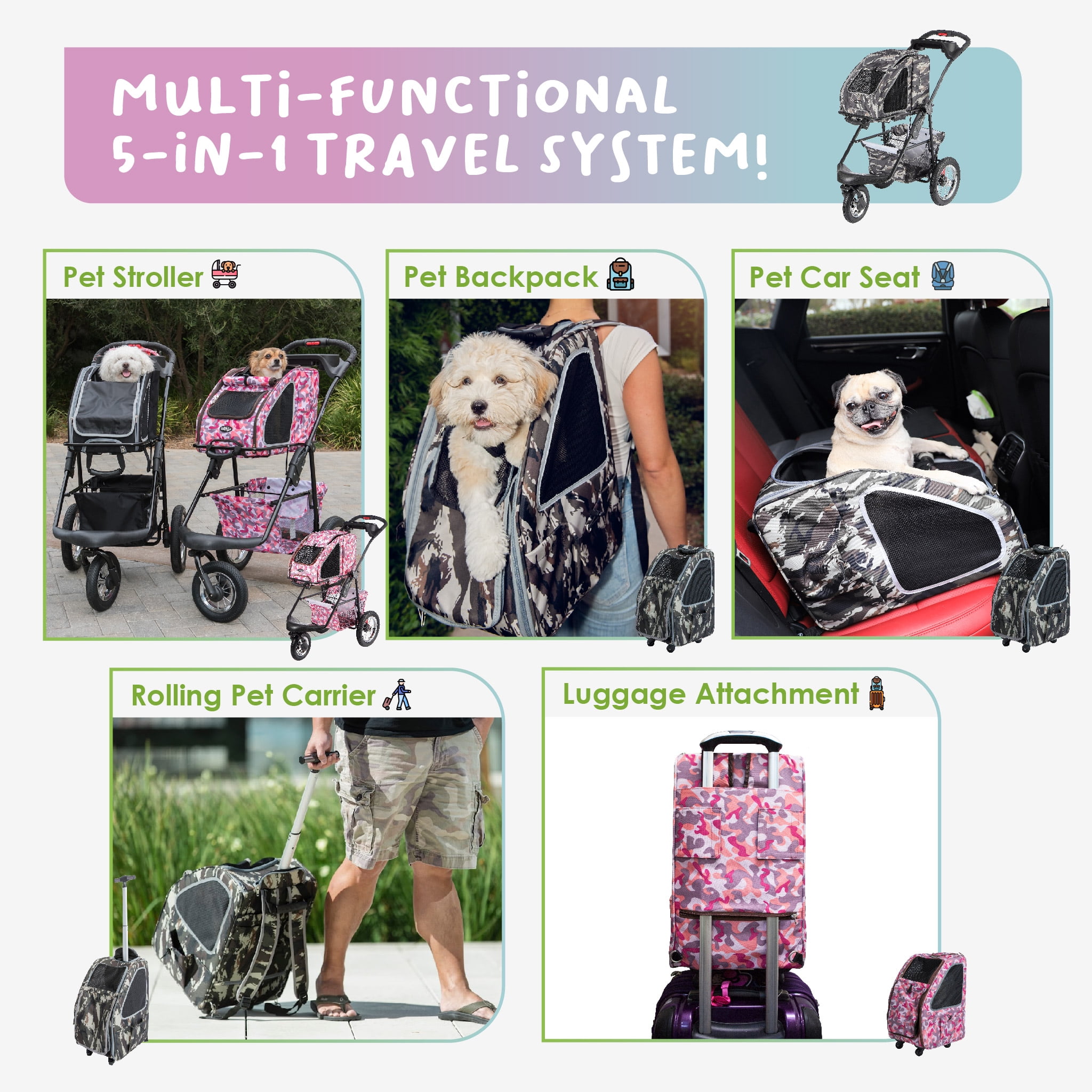 Dog Stroller Sunset Strip 5 in 1 Complete Travel System Walmart