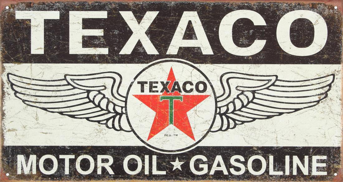 Motor Oil Gasoline The Texas Company Gas Texaco Winged Logo Tin Metal Sign 