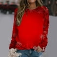 thumbnail image 3 of Gibobby Sudadera navideña mujer Sudadera con cuello redondo y estampado de Navidad para mujer, Tops informales camisas de entrenamiento de manga larga(Rojo,G), 3 of 4
