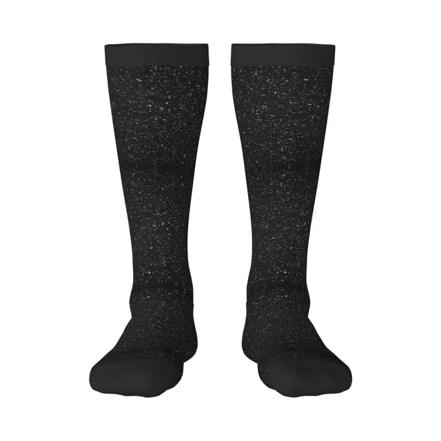 Fotbe Black Glitter Calcetas Divertidas Estampadas para Hombre y Mujer, Calcetas de Algodón hasta la Rodilla para Caminar, Correr, Enfermería y Embarazo