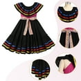 thumbnail image 6 of IBTOM CASTLE Toddler Girls Mexican Traditional Cinco de Mayo Fiesta Dress Rainbow Off Shoulder Folklorico Dresses 9-10 Years Black, 6 of 8