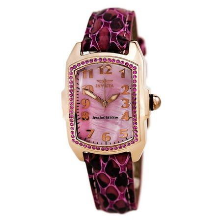 Invicta 10210 Women's Baby Lupah Pink MOP Dial Rose Gold Steel Interchangeable Leather Strap Watch