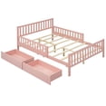 thumbnail image 3 of Full Size Pink Storage Bed Frame with Headboard, Footboard & Safety Rails, Underbed Drawers for Bedroom, 3 of 10