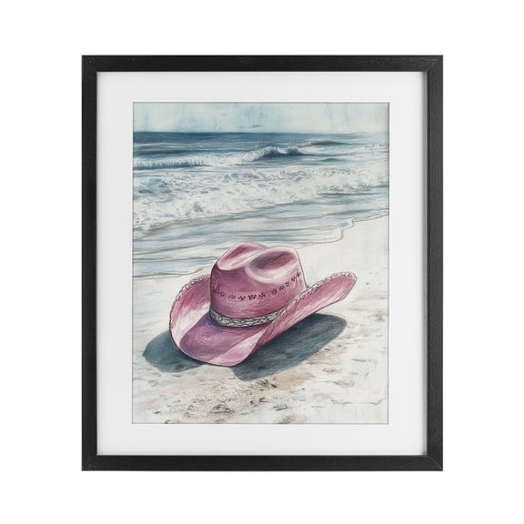 Stupell Industries Southwestern Cowgirl Hat on Beach Black Framed Print Under Glass, 13 x 16, by Heidi Kuntz