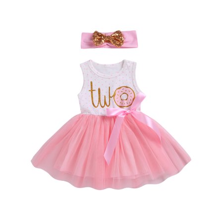 

Musuos Baby Girls Tutu Dress 1st Birthday Outfit Donut Tops with Headband