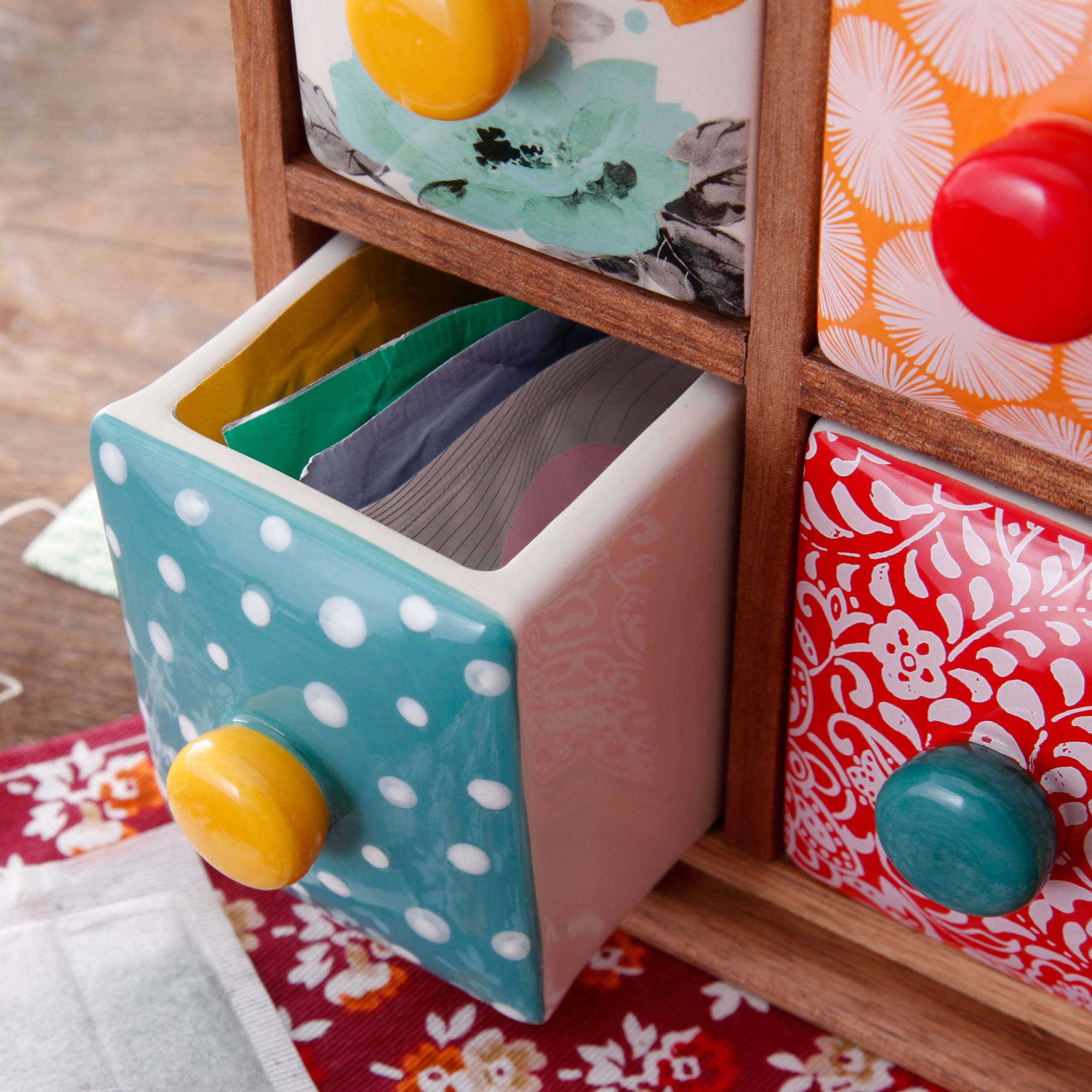 Kitchen Tea/Spice Organizer Wood Drawers Hand Wash Ceramic Pioneer Woman Set NEW 85081338587 eBay