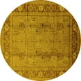 thumbnail image 1 of Ahgly Company Machine Washable Indoor Round Oriental Yellow Industrial Area Rugs, 4' Round, 1 of 4