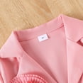 thumbnail image 5 of mgoYE Girl's Formal Wear 2 Piece Outfits Button Ruffle Hem Puff Sleeve Blazer and Flare Pants Suit Set(Pink,5-6 Years), 5 of 9