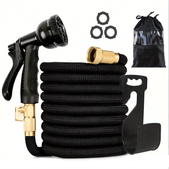 25/100FT Non-Expandable Rubber Garden Hose with 3/4" Solid Brass Fittings - Heavy-Duty Leakproof for Gardening, Cleaning, Yard & Forestry