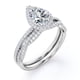 thumbnail image 2 of JeenMata Anillo de Bodas Nupcial con Halo de Diamantes y Moissanita de Talla Pera de 1,25 Quilates Engastado en Oro Blanco de 10 K, 2 of 4