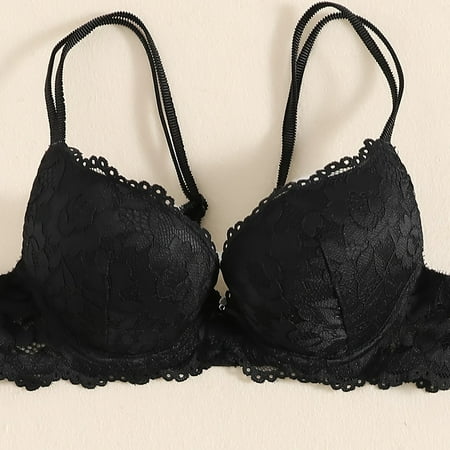 

Lace Mesh Hollow Everyday Bra Comfort & Mature Double Strap Thick Cup Push Up Intimates Bra Women‘s Lingerie & Underwear