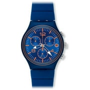 Swatch Wave Addict Blue Dial Chronograph Silicone Strap Mens Watch YCN4009