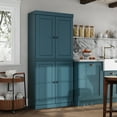 thumbnail image 3 of Palace Imports 100% Solid Wood Kitchen Pantry Storage Cabinet with Solid Doors and Adjustable Shelves, Teal Blue, 3 of 7