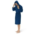 thumbnail image 2 of Men's The Northwest Group Navy Michigan Wolverines Hooded Silk-Touch Bath Robe, 2 of 5