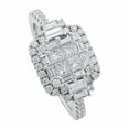 thumbnail image 3 of HeartsAndYou 5ct Princess Baguette Cut Moissanite Halo Cluster Cocktail Ring 18k White Gold over Silver Stylish, 3 of 5