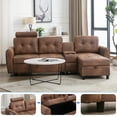 thumbnail image 2 of Onbeam Sectional Sofa with Storage Chaise and Cup Holders, Living Room L-shaped Sofa Couch, Modern Sofa Bed for Home and Office, Coffee Leathaire, 2 of 6