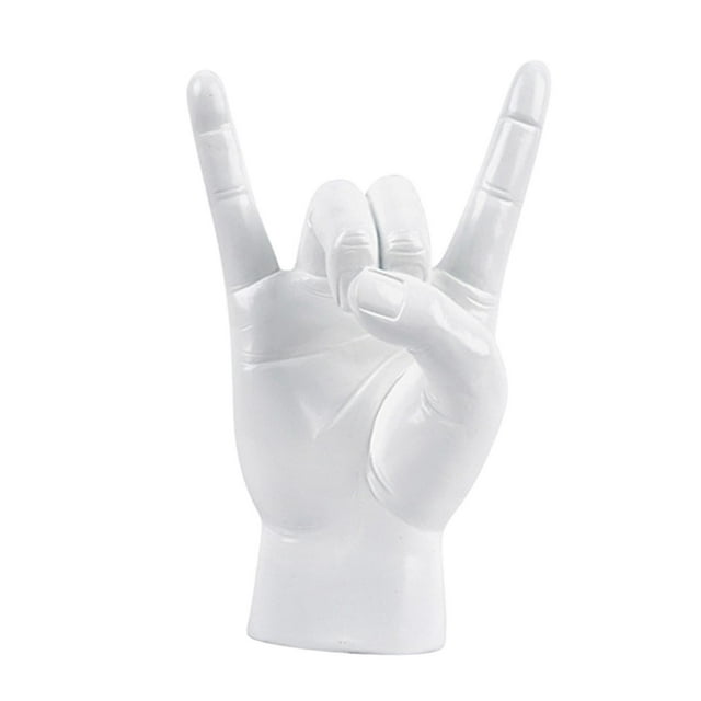 Estatua de gesto de mano de roca, artesanía creativa, escultura de dedo para apartamento o dormitorio. Blanco Derecha