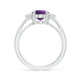 thumbnail image 2 of ANGARA Natural Tapered Shank 1.6 ct Amethyst Ring with Diamond Accents in 14K White Gold for Women (Size-9x7mm) | February Birthstone, Anniversary, Jewelry Gift for Women | Natural Amethyst Ring, 2 of 8
