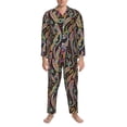 thumbnail image 3 of Lsque Watercolor Romantic Paisley Pattern Long Sleeve Pajama Set for Men - Soft 2-Piece Sleepwear and Loungewear Set with Pockets, Comfy Nightwear-XX-Large, 3 of 7