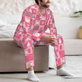 thumbnail image 7 of Naloa Pink Christmas Cheer Men’s Pajamas Set - Long Sleeve Button Down Sleep Shirt and Pajama Bottoms Sleepwear Set-XX-Large, 7 of 7