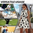 thumbnail image 6 of COEQINE Women's Golf Dress 2 Piece Set Sleeveless Athletic Dresses with Built in Shorts and Pockets Zip Up V-Neck Black Paw Print Pattern Workout Outfits with Collared Design, S, 6 of 7