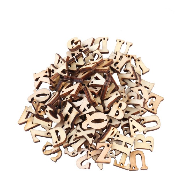 EeaseCA 50PCS Unfinished Wooden Capital Letters Alphabet Wood Cutout Discs with Holes For Patchwork Scrapbooking Arts Crafts DIY Decoration Display Decor