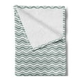 thumbnail image 2 of Abstract Soft Flannel Fleece Blanket, Curvy Different Sized Lines Bold Stripes Ocean Waves Inspired Pattern, Cozy Plush for Indoor and Outdoor Use, 50" x 70", Pale Sage Green White, by Ambesonne, 2 of 5
